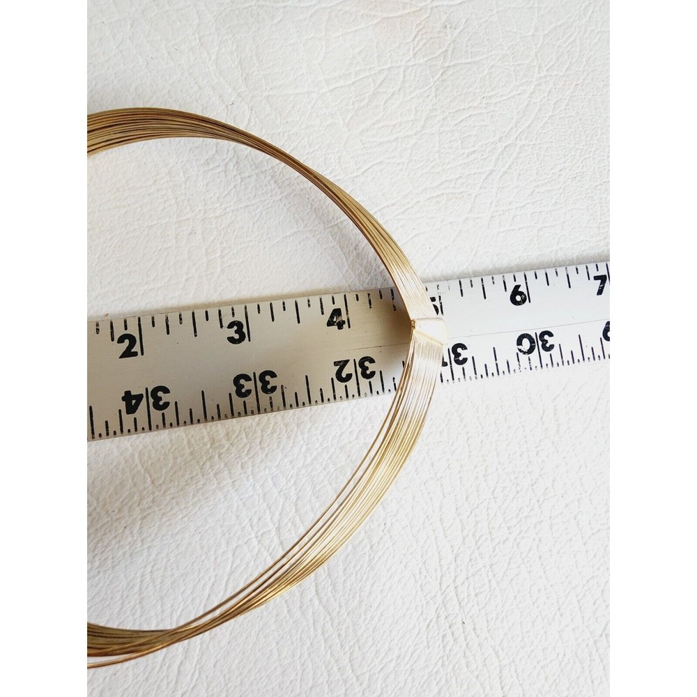 Vintage Gold Tone Wire Choker V  Collar Necklace Multi Layered Wire Choker - Picture 5 of 5